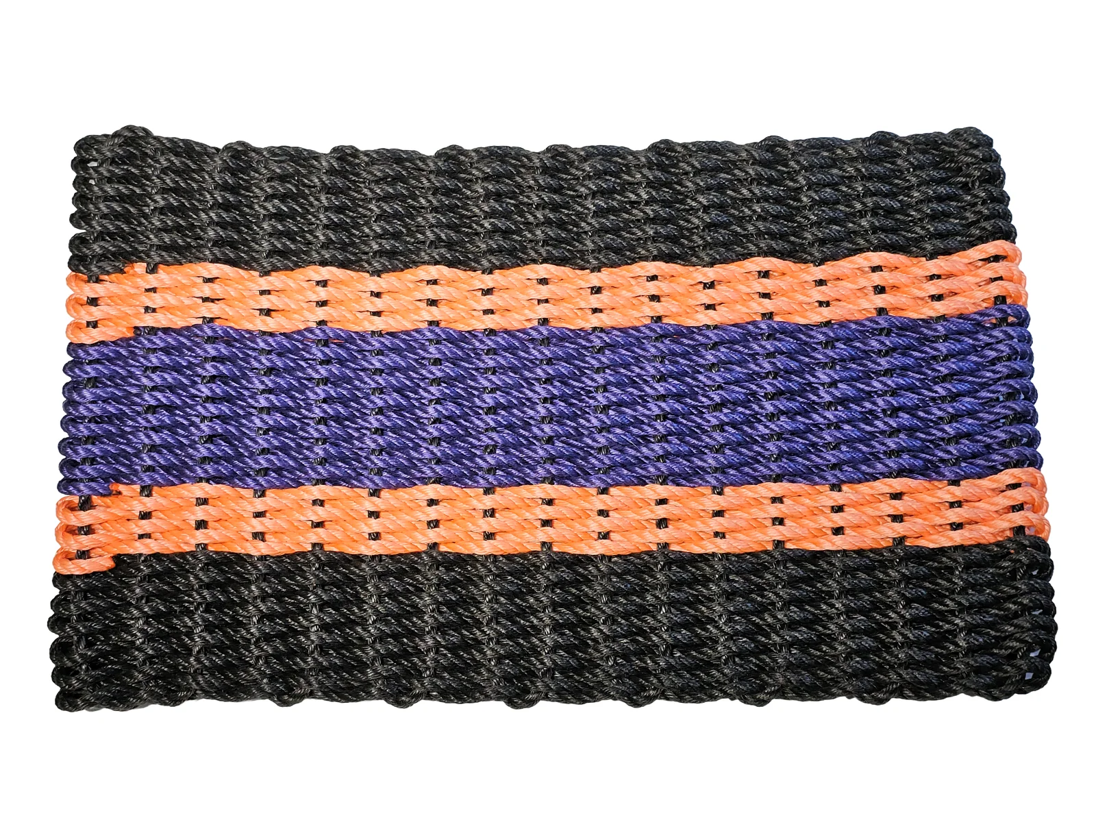 Lobster Rope Doormats of Florida 2 Black 2 Orange 1 Purple stripes