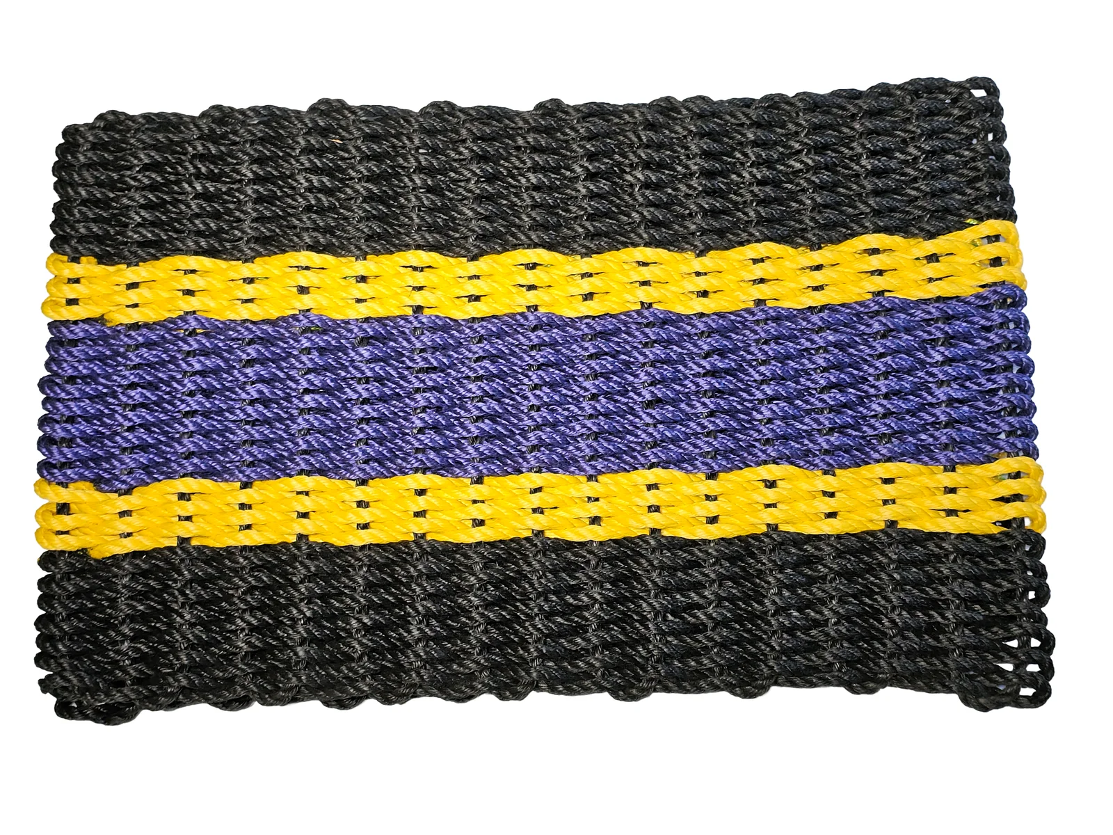 Lobster Rope Doormats of Florida 2 Black 2 Yellow 1 Purple stripes