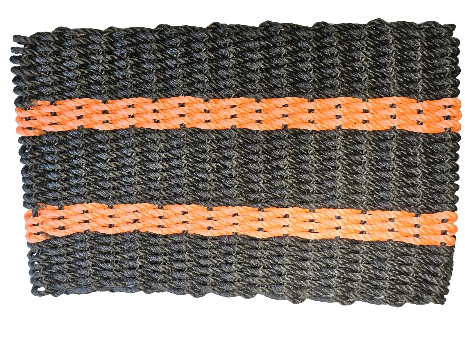 Lobster Rope Doormats of Florida in 3 Black 2 Orange stripes