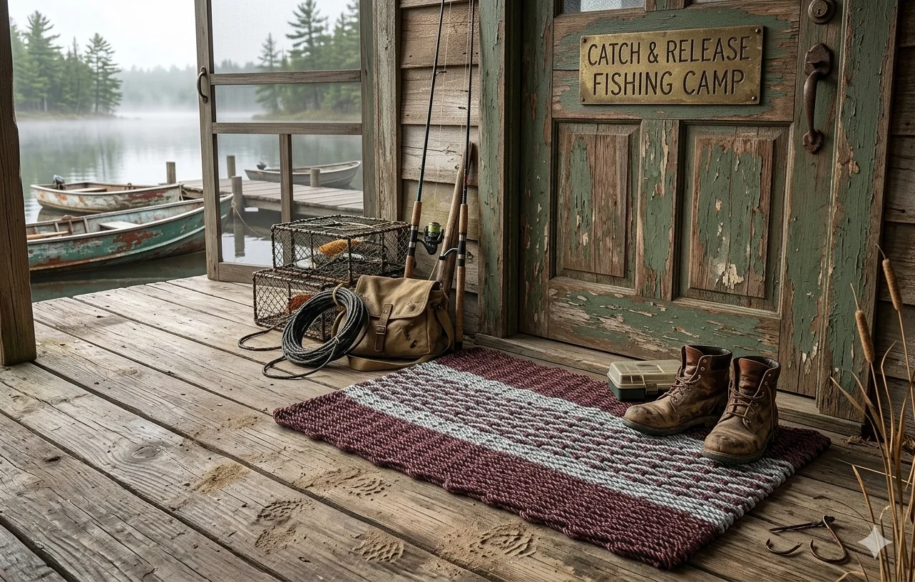 Lobster Rope Doormats of Florida in Burgundy-Gray