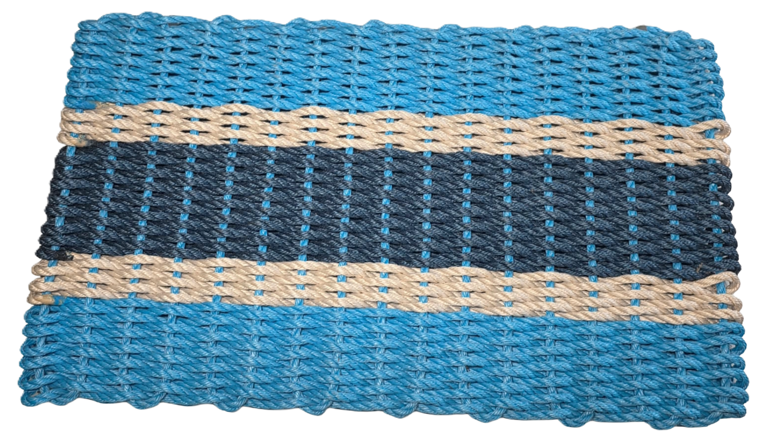 Lobster Rope Doormats of Florida in 2 Light Blue-2 Light Tan-1 Navy