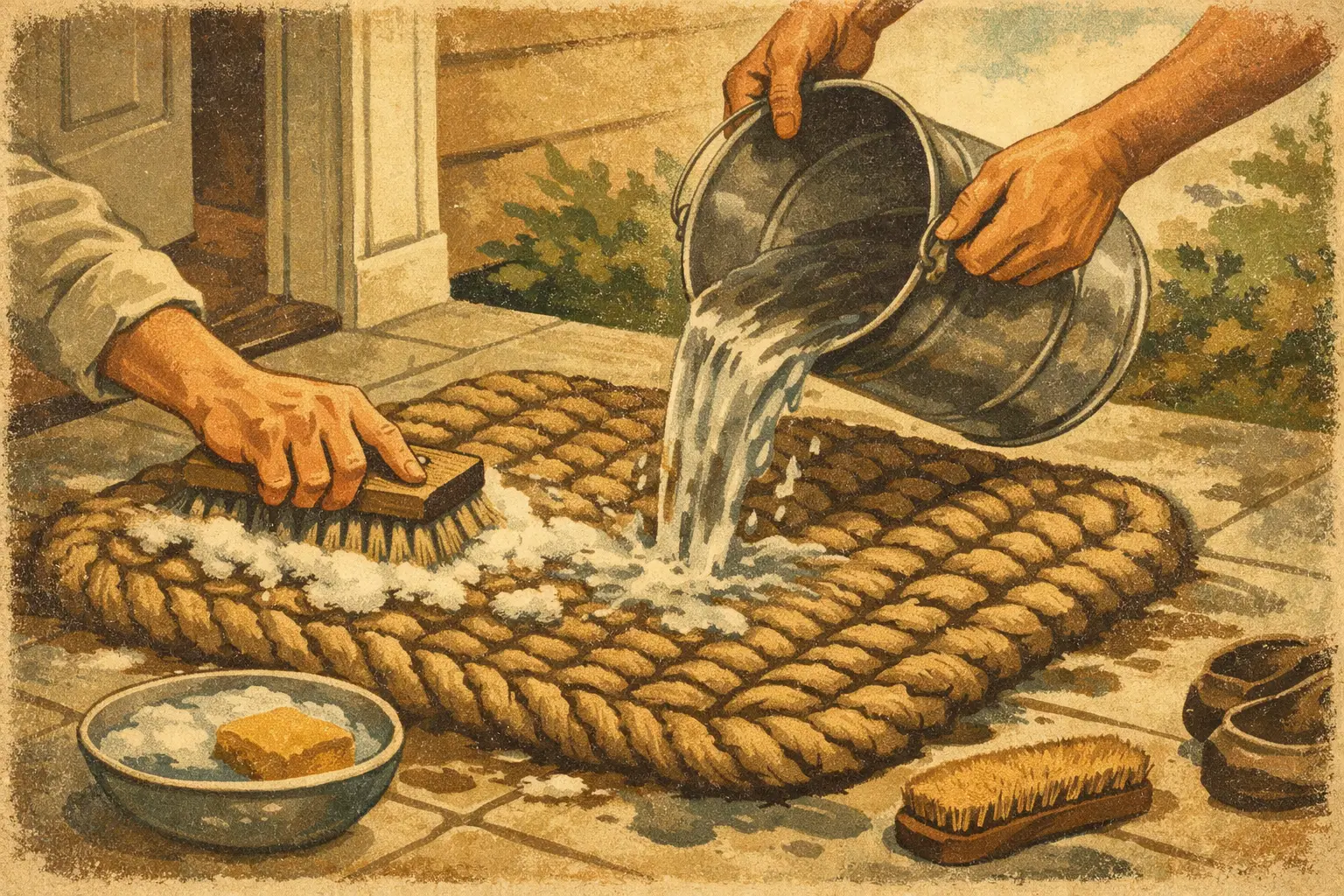 Handwoven rope doormat for an easy-clean outdoor entryway