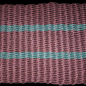 Burgundy and green striped lobster rope doormat