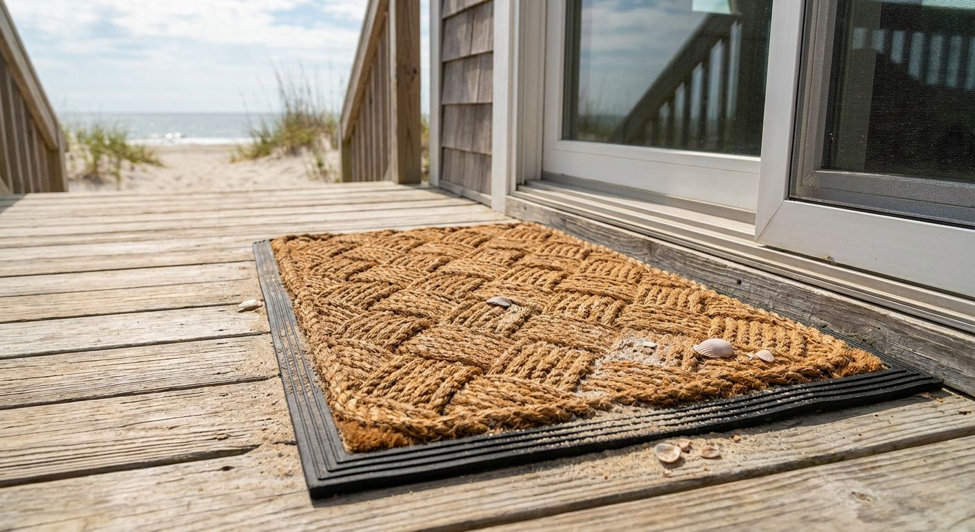 Durable outdoor doormats for beach house decks