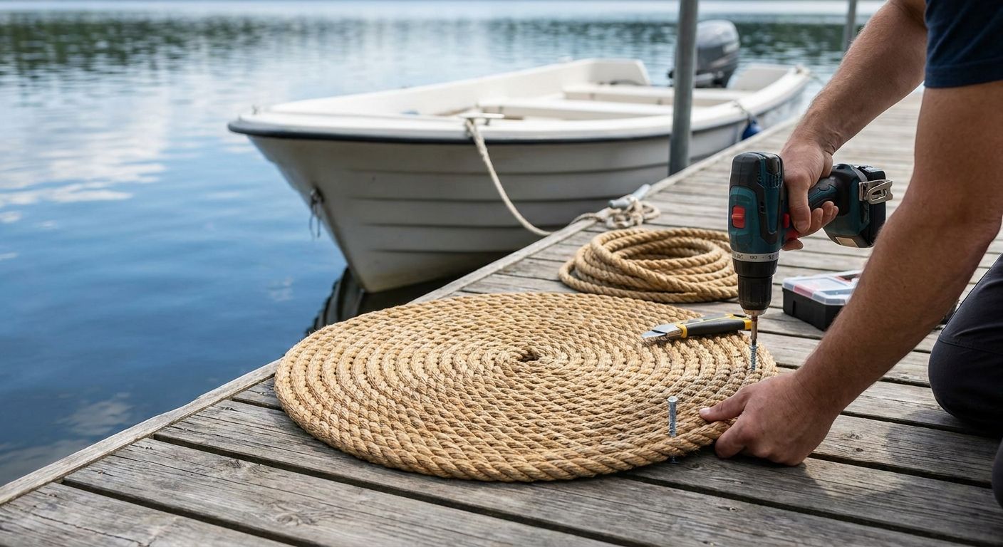 How to install a rope doormat on a boat dock