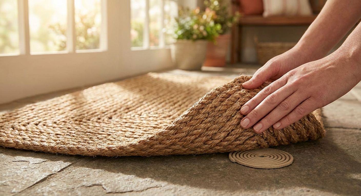 How to keep a rope doormat from curling at the edges