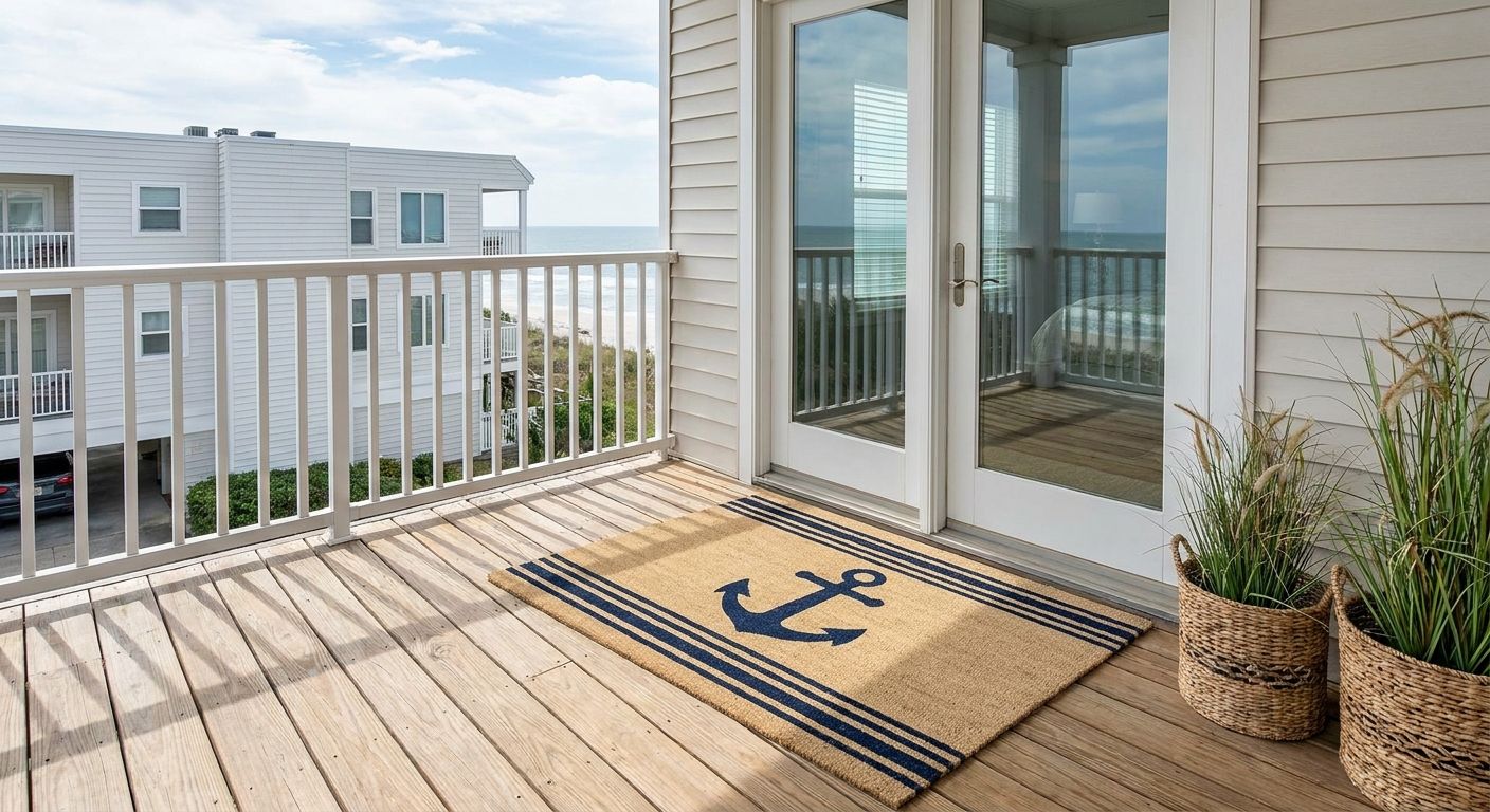 Outdoor entryway mats for coastal condos