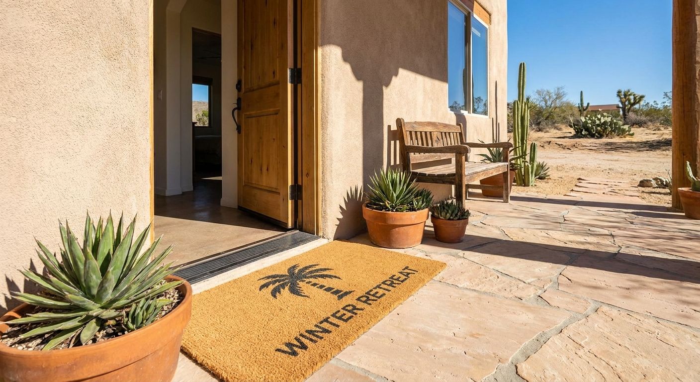 Outdoor entryway mats for snowbird winter homes