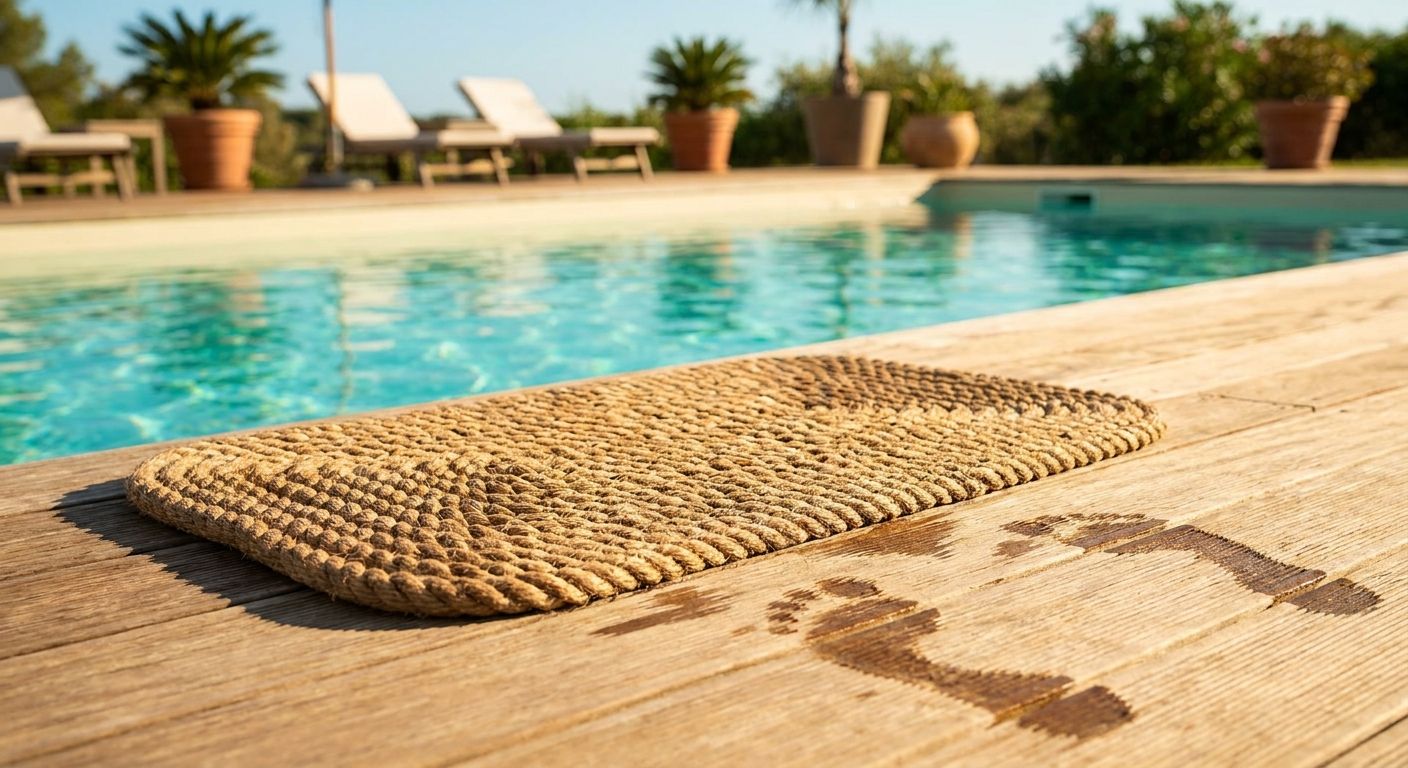 Rope doormats for pool deck entrances