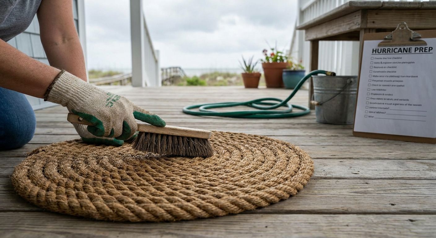 How to prep an outdoor rope mat before a hurricane