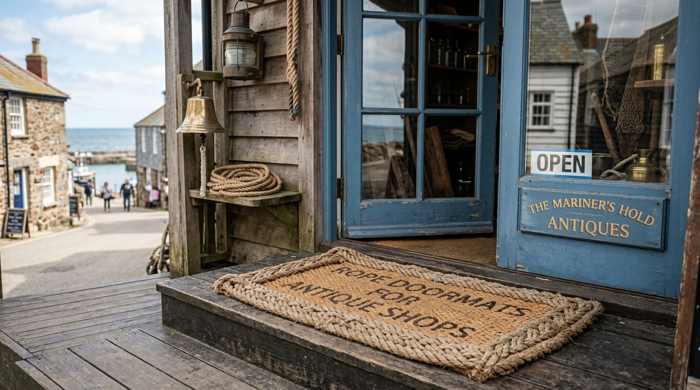 Rope doormats for coastal antique shops