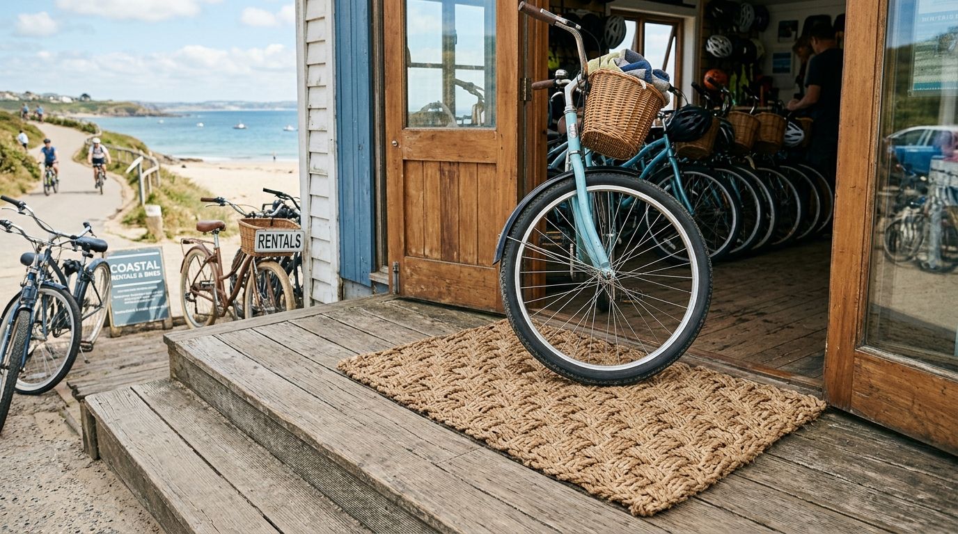 Rope doormats for coastal bike rental shops