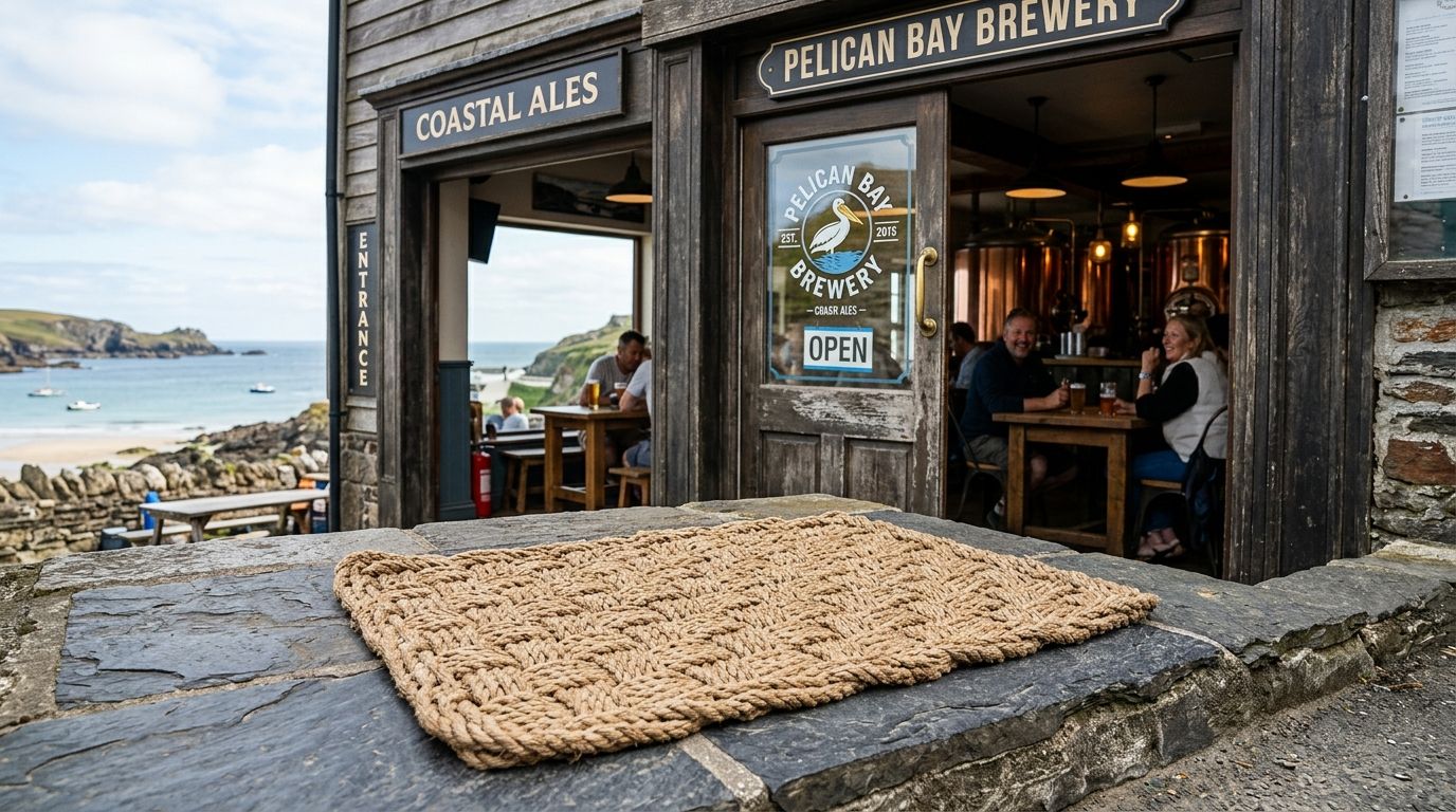 Rope doormats for coastal brewery entrances