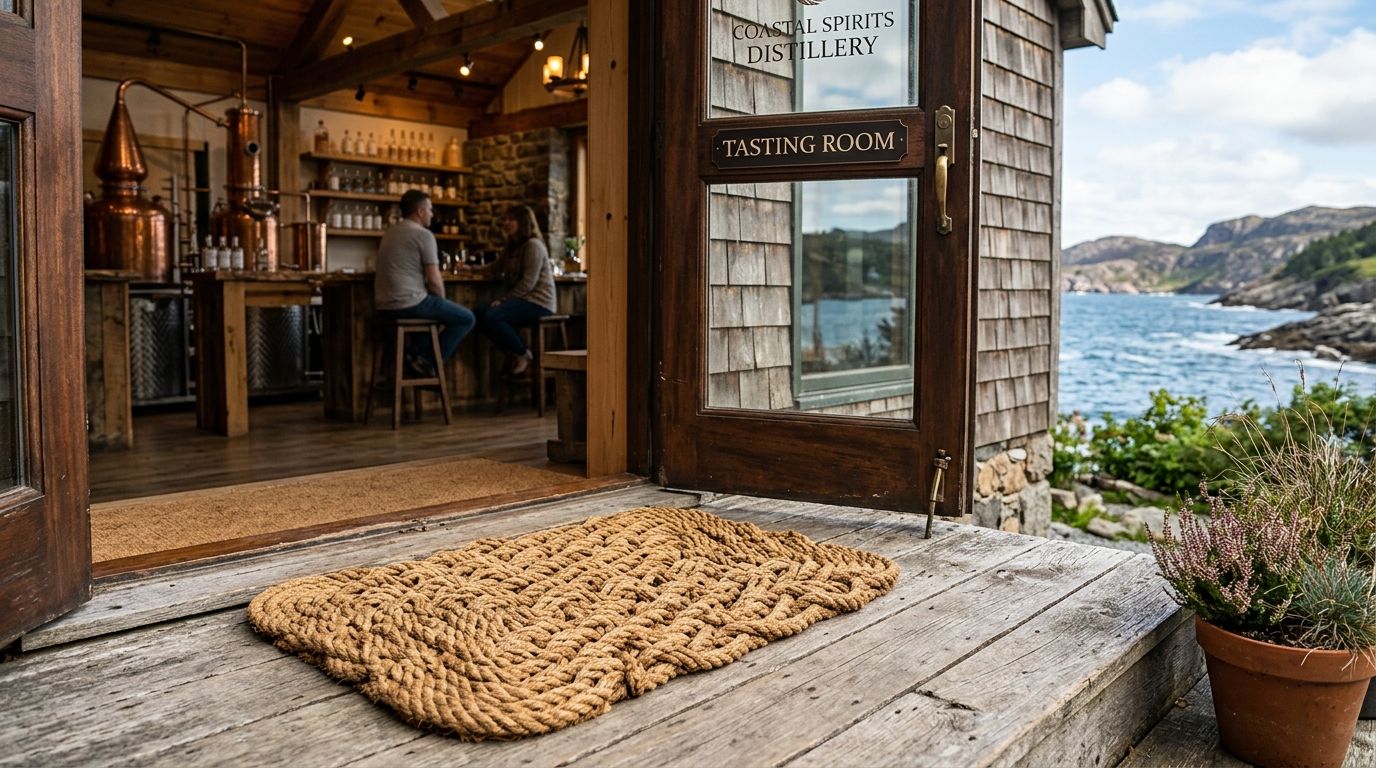 Rope doormats for coastal distillery tasting rooms