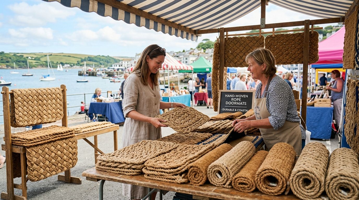 Rope doormats for coastal farmers market vendor stalls
