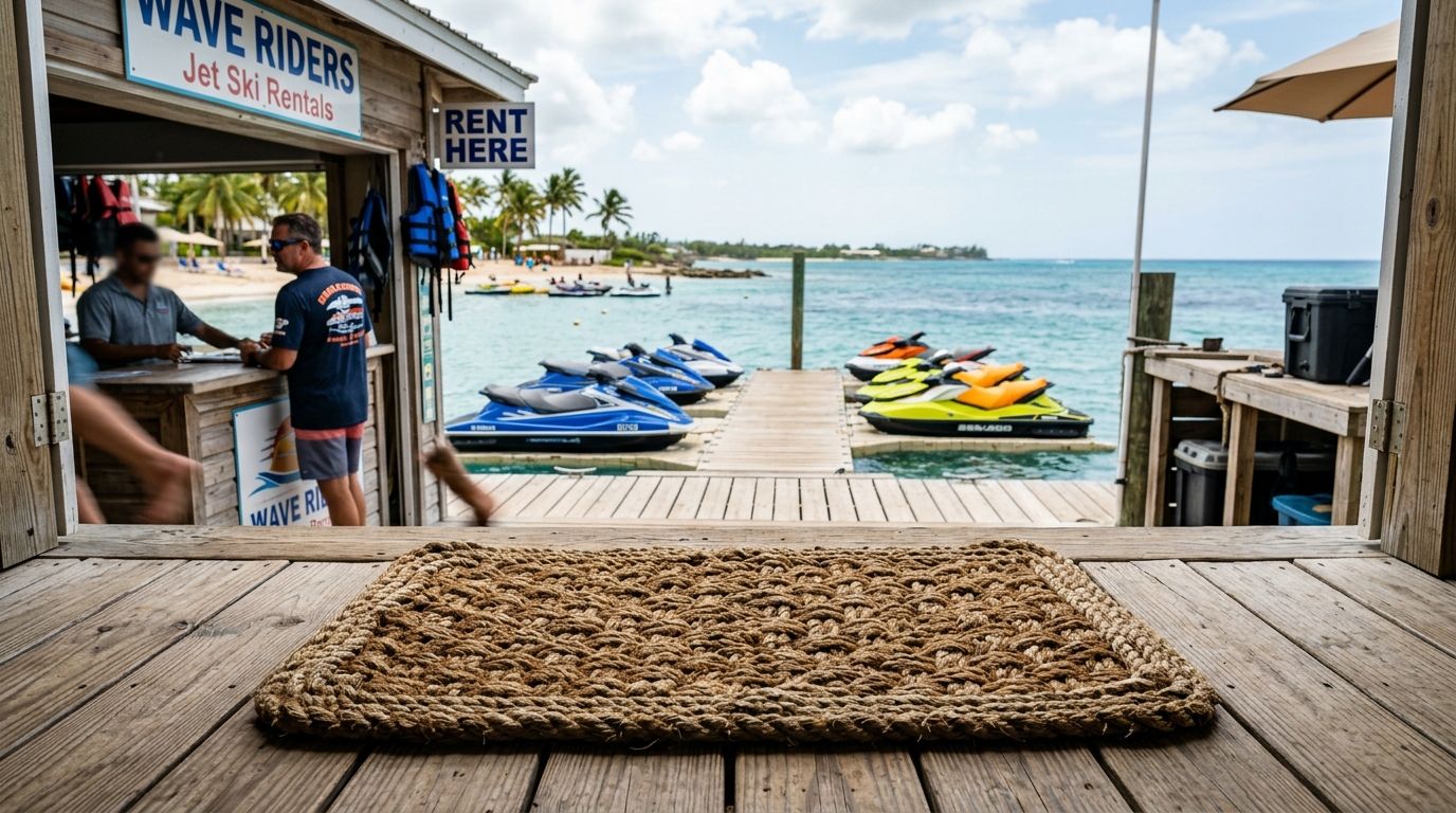 Rope doormats for coastal jet ski rental shops