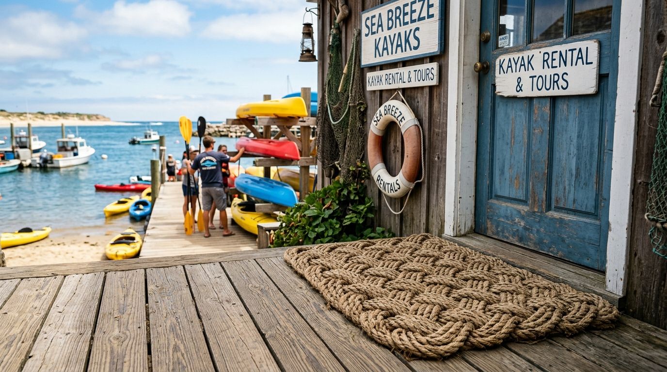 Rope doormats for coastal kayak rental shops