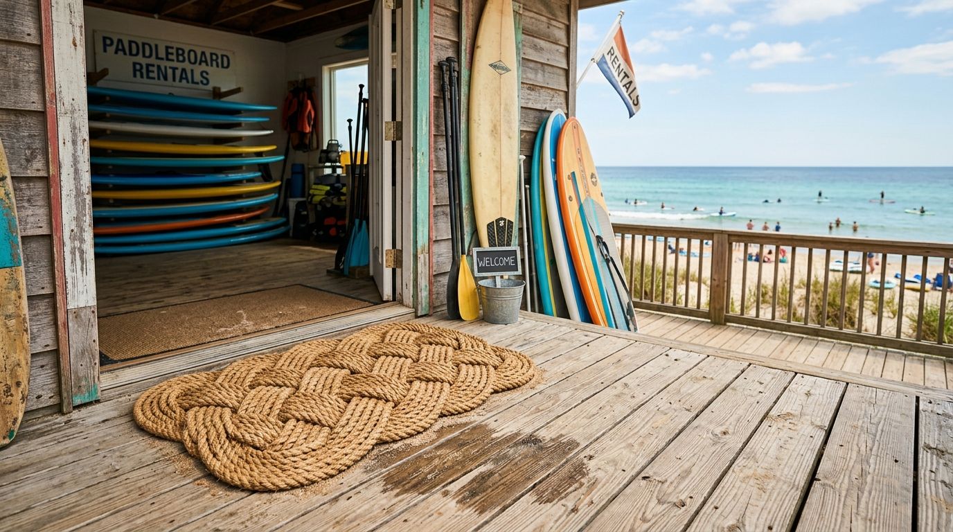 Rope doormats for coastal paddleboard rental shops