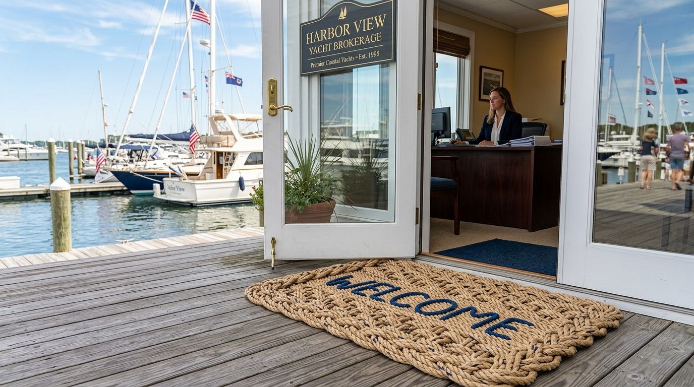 Rope doormats for coastal yacht brokerages